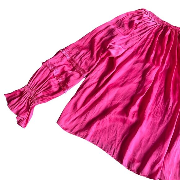 Ramy Brook Maty Balloon Sleeve Blouse Top Shirt Flowy Fringe Size Large NWT - Picture 12 of 15